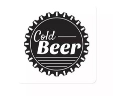 Black and White Cold Beer Bottle Cap Die-Cut Magnet 3" x 3" Graphic Print