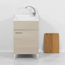 Mobile lavatoio larice 50x50 cm vasca in resina e asse lavapanni Desya