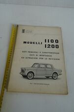 Manuale Fiat 1100 1200 cabriolet dati principali montaggio e revisione 1960 .