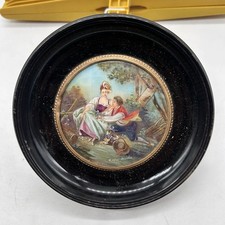 MINIATURA DIPINTA DA BOUCHER - SCENA CAMPESTRE 1930 Circa Montatura Dell’epoca