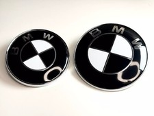 82 mm + 74 mm nero / bianco emblema per BMW anteriore posteriore cofano portellone logo