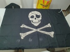 Grande Bandiera Dei Pirati Jolly Roger Con Teschio E Tibie Incrociate, 94x135cm