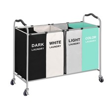 320L Laundry Basket Sorter, 4 Section Laundry Hamper Bag Storage Organizer fo...