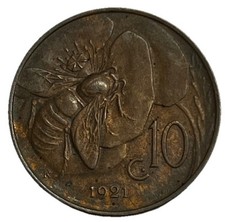 10 CENTESIMI 1921 - APE - ITALIA - VITTORIO EMANUELE III - qSPL -