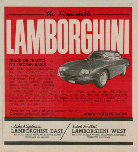 Pubblicità lamborghini 1967 - pubblicità,