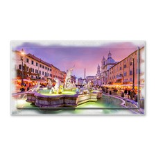 Lupia Quadro Tela Cornice stamp NEWEXT 75x135 ROMA PIAZZA NAVONA FONTANA NETTUNO