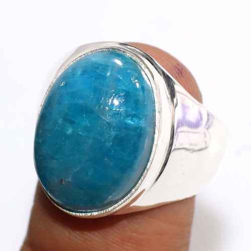 Anello uomo apatite blu