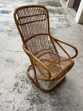 SEDIA LEGNO IN VIMINI GIUNCO DA GIARDINO SOGGIORNO POLTRONCINA Italy