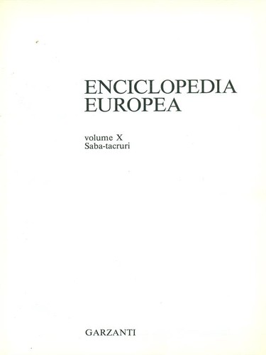 Enciclopedia europea volume - europea., x