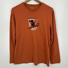 Banana Republic Long Sleeve T-Shirt Men's L Orange Skiing Winter Vtg Y2K Cotton