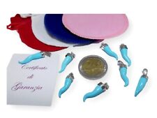 Ciondolo portafortuna di napoli in Turchese RIC Argento da 925 pendente azzurro