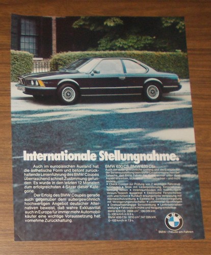 Rara pubblicità bmw 630 - pubblicità, cs