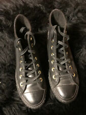 CONVERSE ALL STAR PELLE NERA DONNA 37 SNEAKERS SCARPE ORIGINALI TRONCHETTO USATE