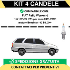 KIT 4 CANDELE per FIAT Palio Weekend 1.6 16V 76 kw anno 2001-2012