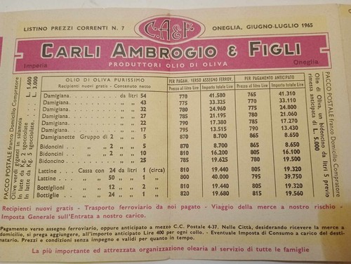 Brochure con listino prezzi