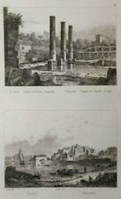 Stampa antica Veduta Pozzuoli Tempio Giove Serapide Napoli Campania Audot 1834