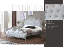 Letto Matrimoniale contenitore ecopelle Barocco legno oro argento Fabiola