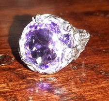 Anello Argento Ametista Lav. Artigianale Vintage