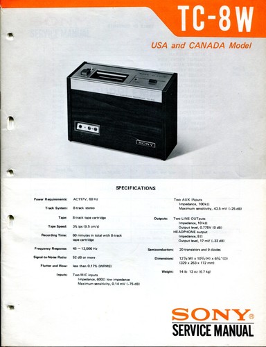 Sony modello stereo - tc-8w, 8