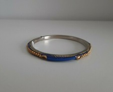 BRACCIALE braccialetto BANGLE INDIANO RIGIDO metallo - STRASS BRILLANTI, BLU