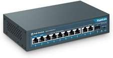 Switch Gigabit PoE 11 Porte YUANLEY - 8 PoE+ 1000 Mbps, 2 Uplink + 1 SFP