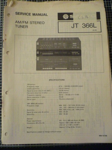 Sanyo 366l sintonizzatore - jt,