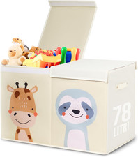Scatola Porta Giochi per Bambini Beige Pieghevole Da 78 Litri. Contenitore Gioch
