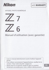NIKON MANUALE D'USO  NIKON Z6 Z7, NUOVO, FRANCESE , 247 PAGINE 10X15CM