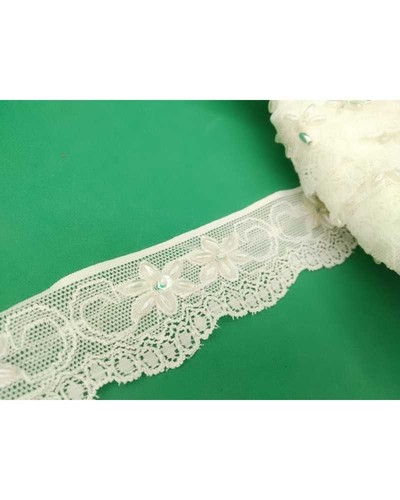 Pizzo elastico tulle panna - pizzo,