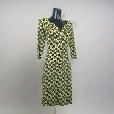 PEPPERBERRY woman dress cross fit & flare yellow/black wrap ruched provencal sz8