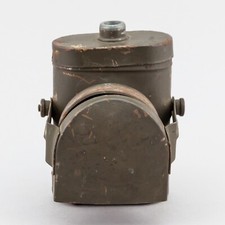 Torcia Pila militare portatile paraluce bicicletta con manico e gancio antica