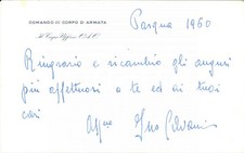 1960 ROMA III Corpo d'Armata Generale Ino CAVANI Biglietto AUTOGRAFO
