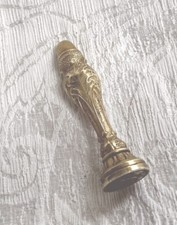 Antico Sigillo Ottone per Ceralacca Lettera Gotica V Art Nouveau  England c1900