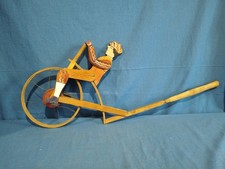 Antico Giocattolo Legno Velocipede Ciclista Artigianale Ilanni 60 1900 