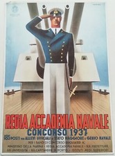 CARTOLINA REGIA ACCADEMIA NAVALE CONCORSO 1937 MANCIOLI FIRMATA GENIO MARINA 