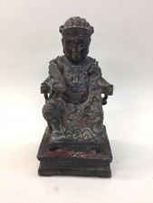 BELLA STATUA STATUINA ORIENTALE IN LEGNO RAFFIGURANTE IMPERATORE EPOCA '900