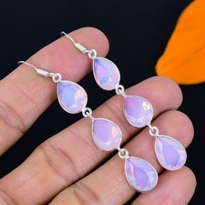 Orecchino gioiello in argento sterling 925 fatto a mano con pietra preziosa o...