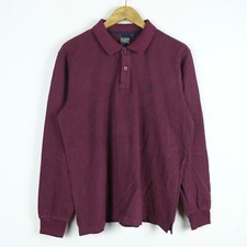 Polo Vintage Taglia L Uomo Logo Comodo Cotone Maglia Tinta Unita Rosso Man