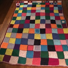 Coperta fatta a mano della nonna plaid, letto, crochet ,uncinetto, lana vintage