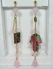 Orecchini Kimono Ciuffo Lungo Rosa