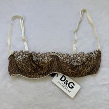 Reggiseno vintage Dolce e Gabbana stampa leopardata nuovo con etichette 34C Y2K lingerie trasparente fondo di magazzino