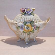 GRANDE ZUPPIERA COPERCHIO CERAMICA BASSANO CENTROTAVOLA VINTAGE MANICO INCOLLATO