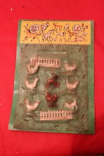 Blister animali fattoria vintage anni 70 galline galli e recinto da collezione