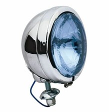 FARO SUPPLEMENTARE CROMATO OMOLOGATO VETRO AZZURRATO MOTO CUSTOM HARLEY DAVIDSON