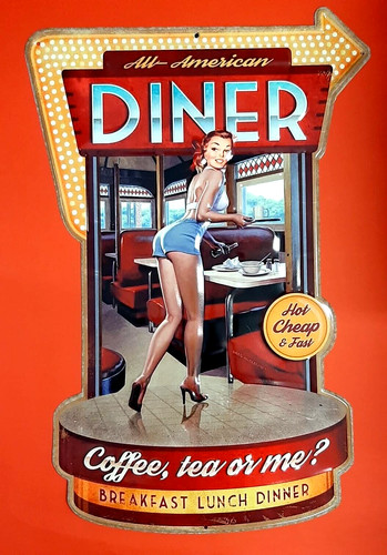 Targa metallo diner insegna - "diner",