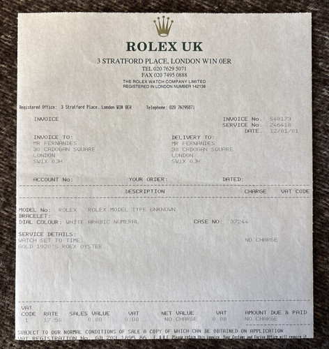 Rolex service certificate - rolex,