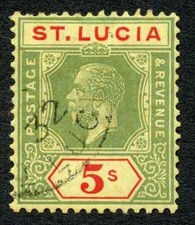 St Lucia SG105 5/- wmk Mult