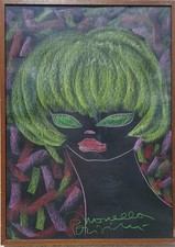 Novella Parigini Gessetto su cartoncino nero  50x70 Cm