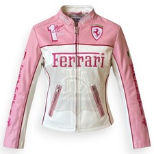 Giacca in pelle da corsa rosa