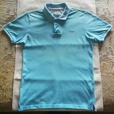 ZARA SHORT SLEEVES TURQUOISE COTTON BUTTON POLO FUCSIA CONTRAST LOGO "BAR NYC"